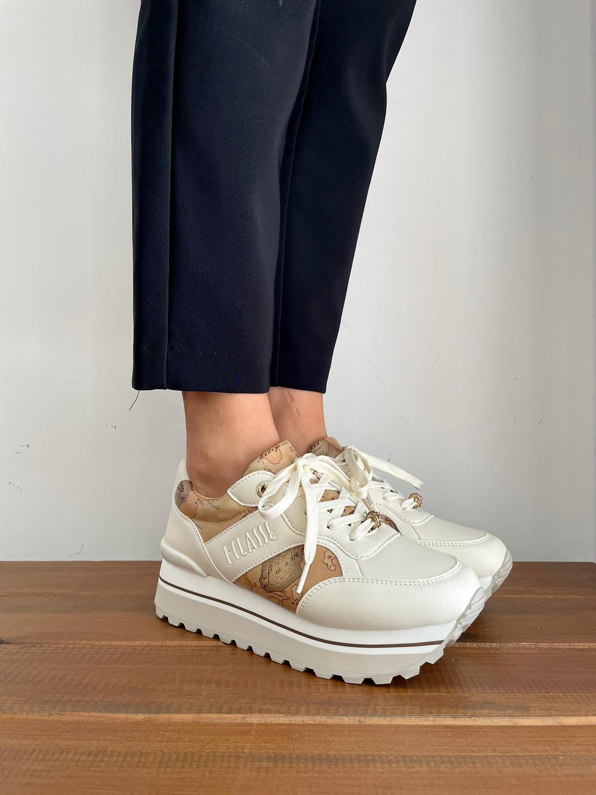 ALVIERO MARTINI 1A CLASSE Scarpe Sneakers Donna Bianche Con Dettagli Geo